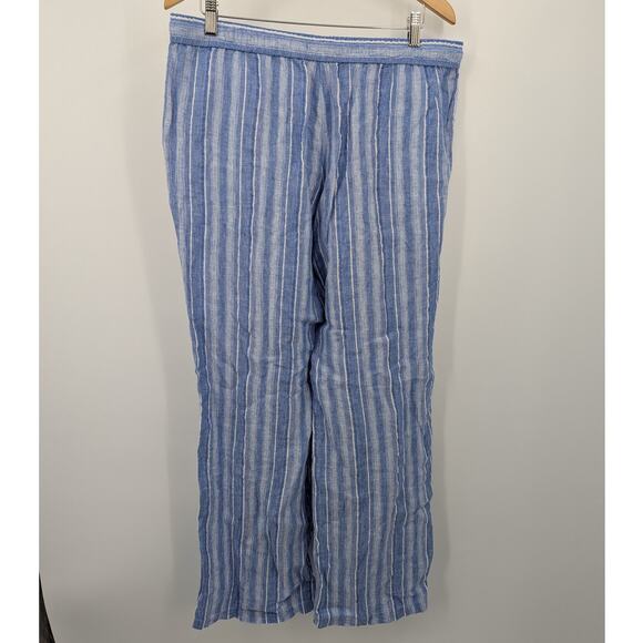 Tommy Bahama Linen Blend Blue Striped Pants Size L Relaxed Fit Resort Beachwear - Picture 4 of 7